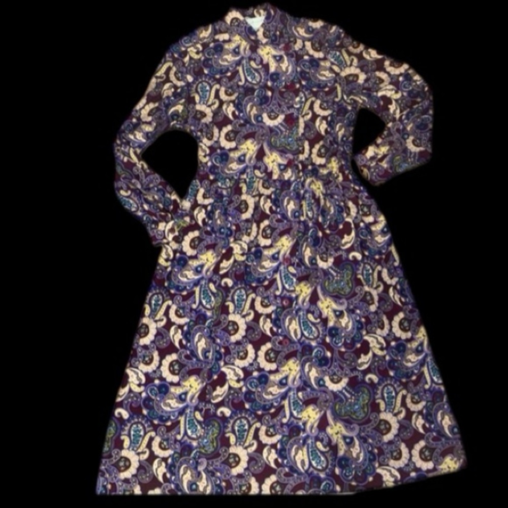 Vintage 80s Schrader Paisley Secretary Dress - Picture 5 of 17